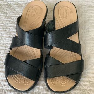 Crocs A-Leigh crisscross strap wedge sandal
